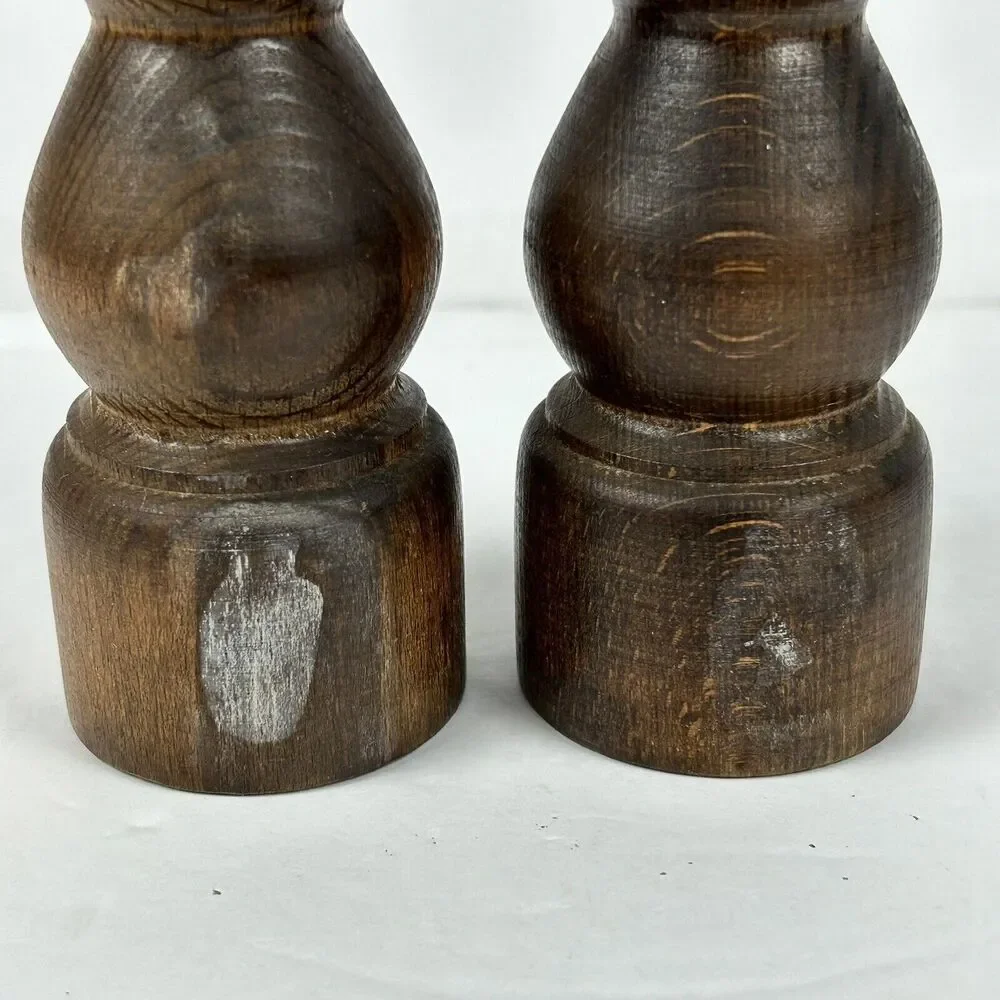 Vintage Lobeco Salt & Pepper Shaker Mill Japan 9" Wooden Spindle Farmhouse - Picture 8 of 13